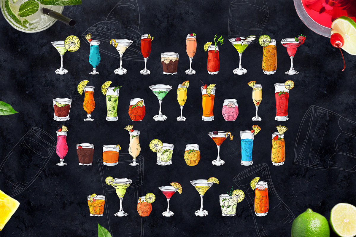 Cocktails Bundle+bonus, a Food Illustration by Astarte_design (Photo 2 of 10)