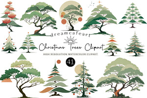 Christmas Trees PNG Bundle, an Illustration by DreamCafeArt