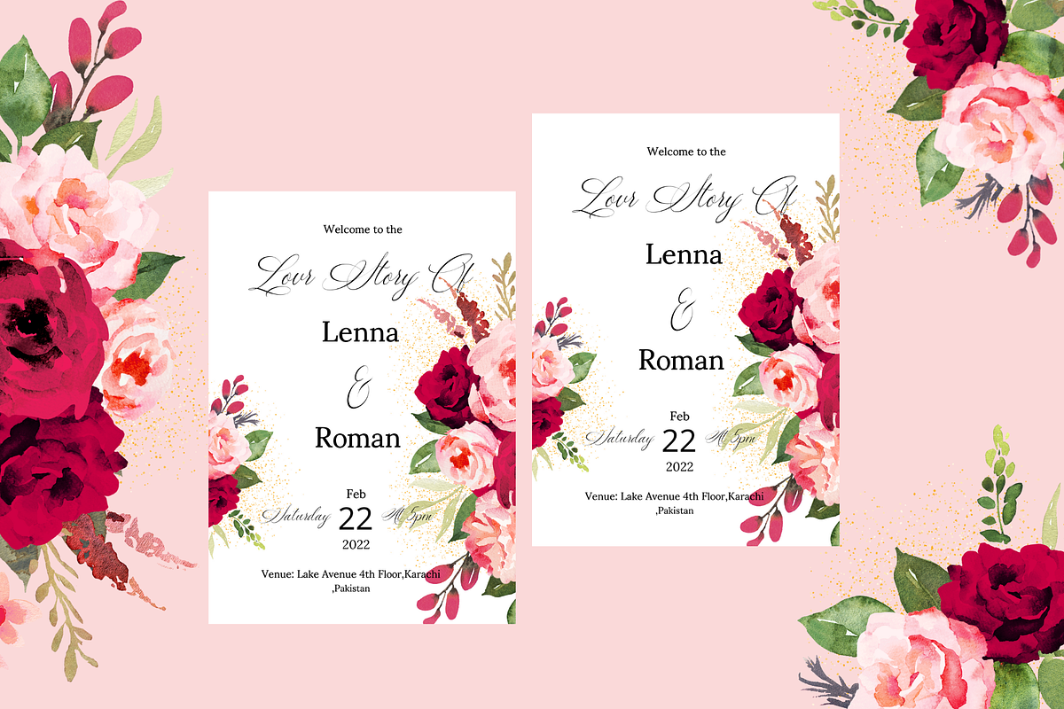 Beautiful Pink Wedding Invitation, an Invitation Template by Weddinginvitation by Fati (Photo 2 of 2)