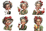 Funny Senior Lady Drinking Cocktail, an Illustration by Craft Nest (Thumbnail 3 of 9)