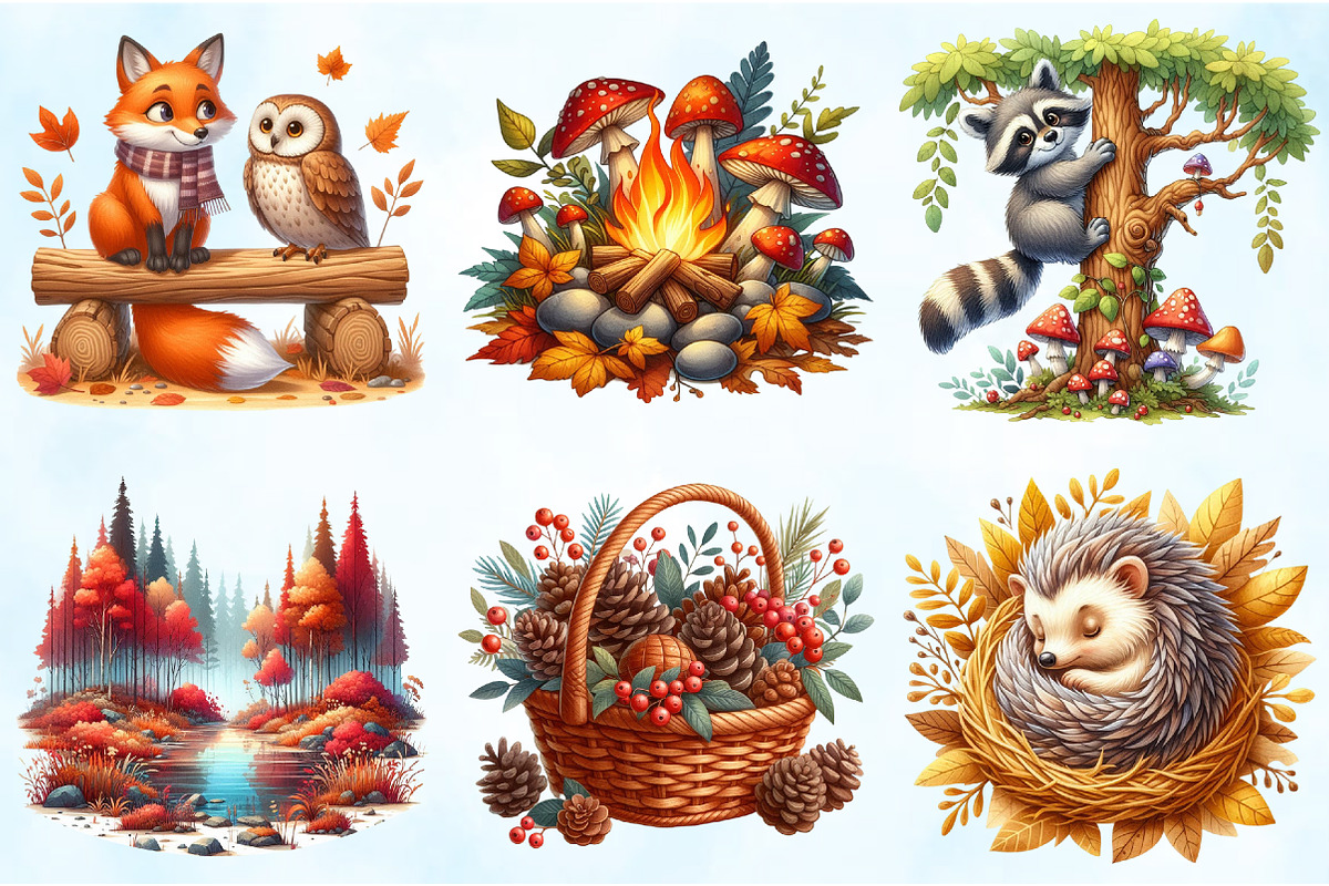 Fall in the Forest Watercolor PNG, an Illustration by Craft Nest (Photo 4 of 5)