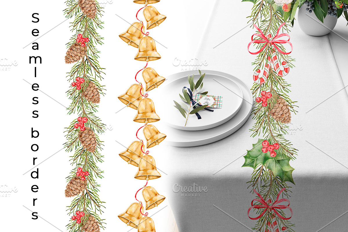Xmas Watercolor Clipart, a Seasonal Illustration by Eves_Aquadreams (Photo 4 of 13)