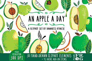 An Apple a Day - Digital Clipart