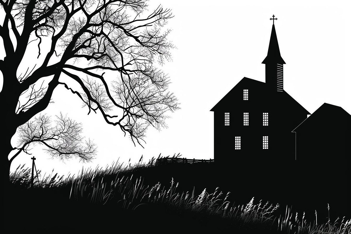 Farmhouse scene silhouette vector, an Illustration by Amazin_art (Photo 6 of 13)