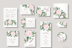 Wedding invitation with flower Peony, a Card Template by Digital illustration shop