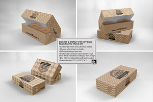 Box Of Two Donut Pastry Box Mockup