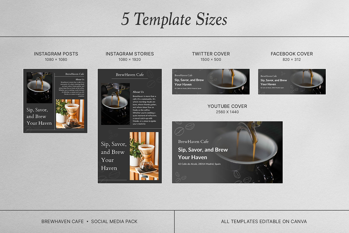 Brewhaven | Coffee Social Media Kit, a Social Media Template by prajapixels (Photo 4 of 6)