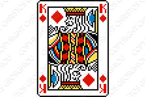 Pixel Art King of Diamonds Playing, an Object Illustration by Christos Georghiou