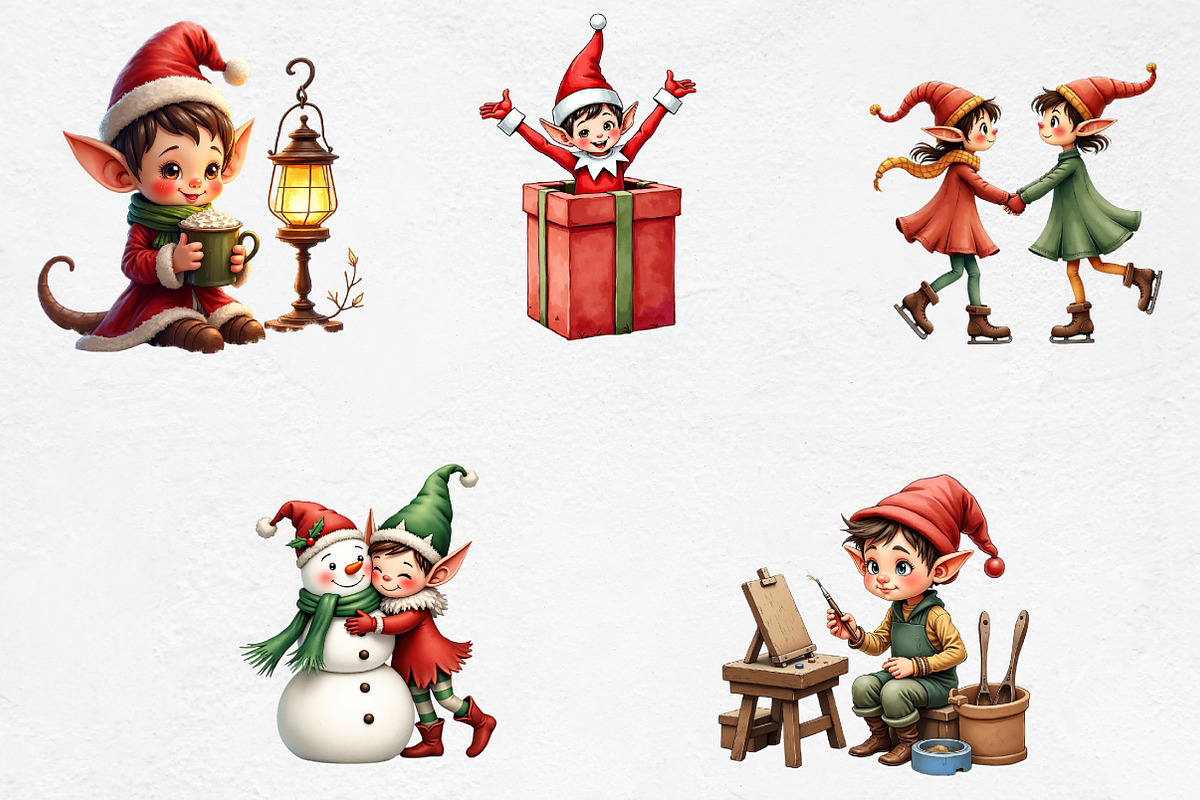 Christmas Elf Clipart, Christmas Cli, an Illustration by CrexoraLab (Photo 3 of 5)