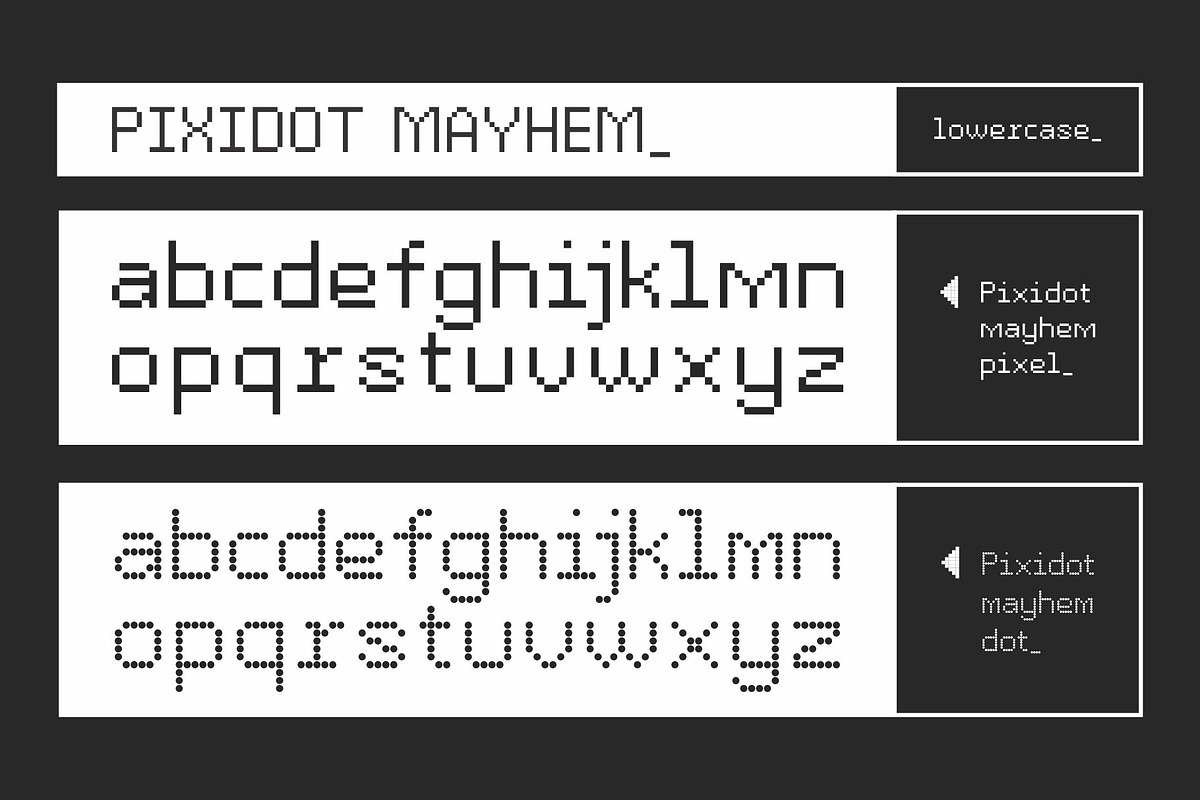 Pixidot mayhem, a Symbol Font by takoliko (Photo 9 of 13)