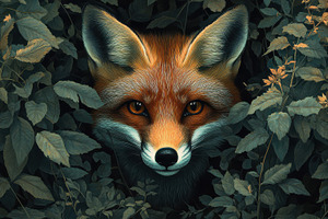 Fox Portrait: A striking close-up of, an Animal Photo by Pixeness Studio