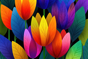 Vibrant abstract tulip flowers with bold gradient colors and tex, a Nature Photo by José Manuel Gelpi