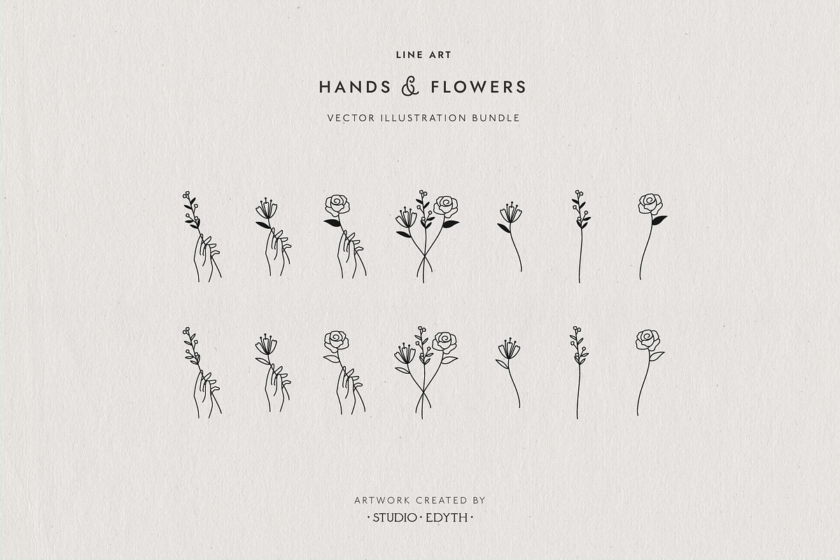 Hand and Flower Logo Elements, an Illustration by Studio Edyth (Photo 3 of 4)