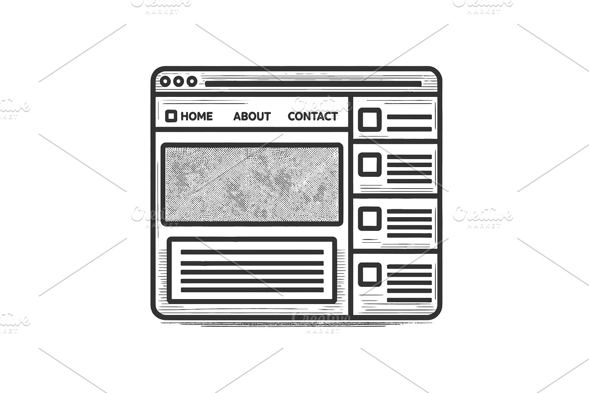 Website Layout Wireframe engraving, a Technology Illustration by AlexArt