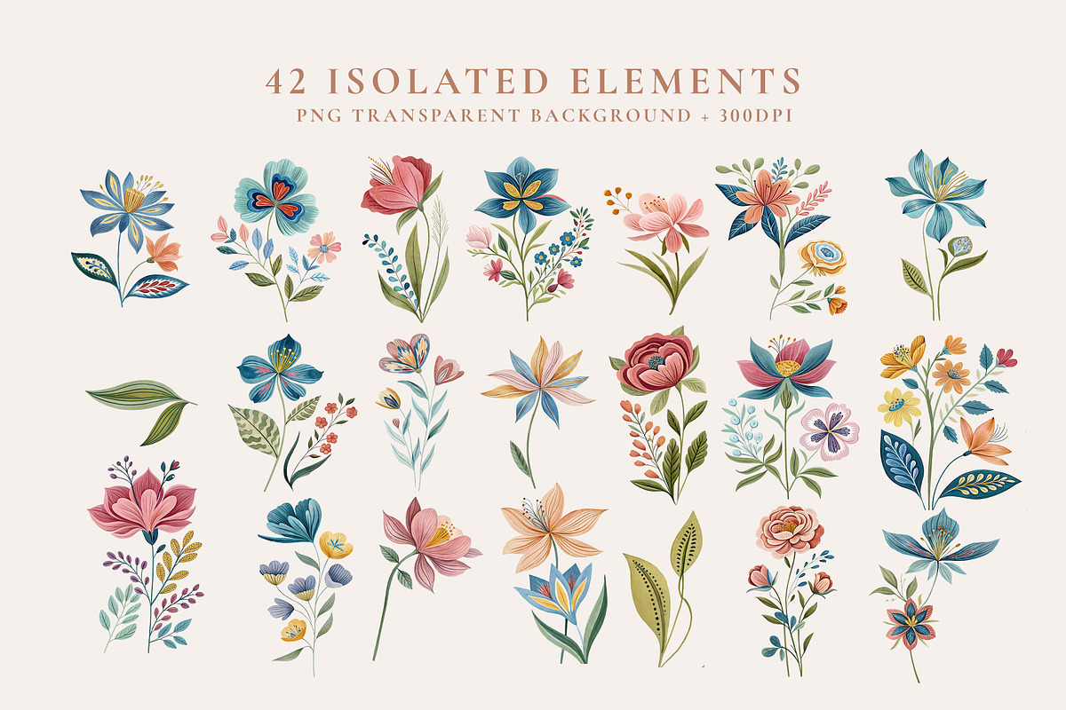 Spring Folk Flowers Collection, a Graphic by Paper Flowers Studio (Photo 3 of 8)