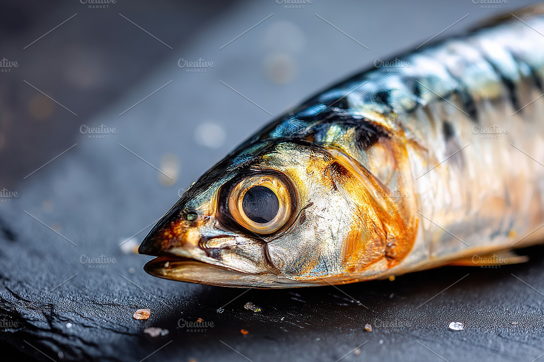 Freshly caught fish on a slate surface ready for preparation in a kitchen setti, a Food & Drink Photo by AlyaAnd