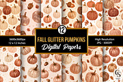 Fall Glitter Pumpkins Digital Paper, a Pattern Graphic by Creative Store (Thumbnail 1 of 5)
