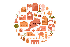 Morocco culture elements, arches and, an Object Illustration by Flashvector