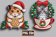 Christmas Animal Embroidery Clipart, a Seasonal Illustration by protabsorkar11 (Thumbnail 6 of 10)