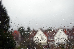 Water droplets on windowpane