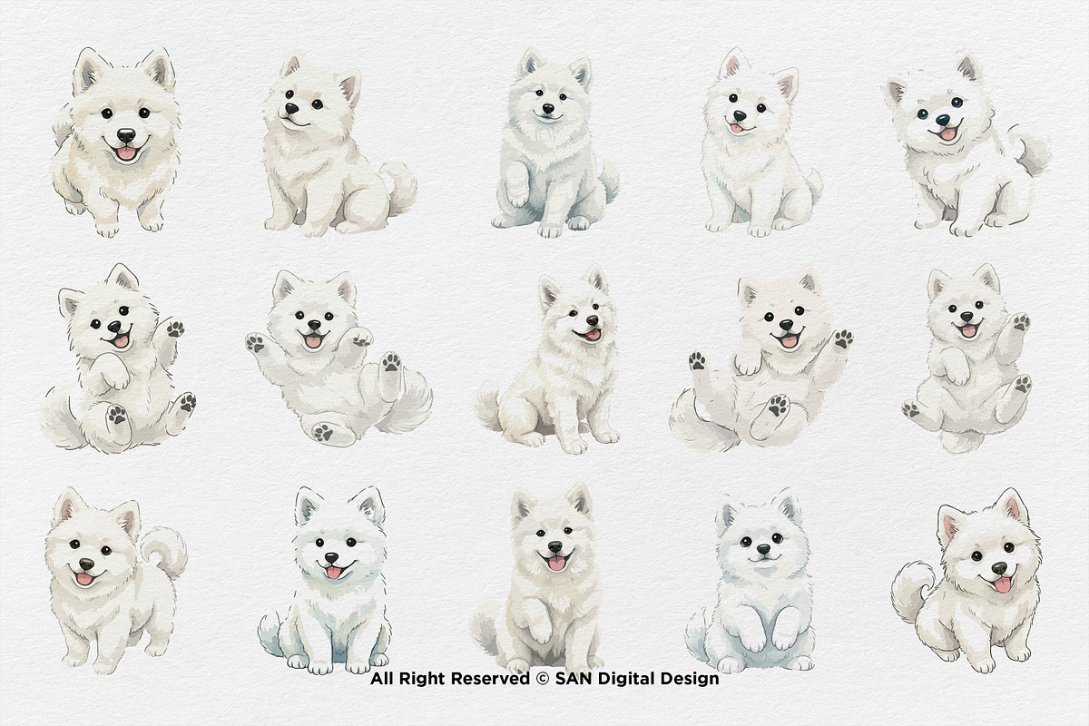 15 Bundle Watercolor White Puppy Dog, an Animal Illustration by Morspective (Photo 8 of 8)