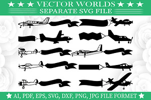 Plane With The Banner SVG, Plane SVG, an Object Graphic by VectorWorlds
