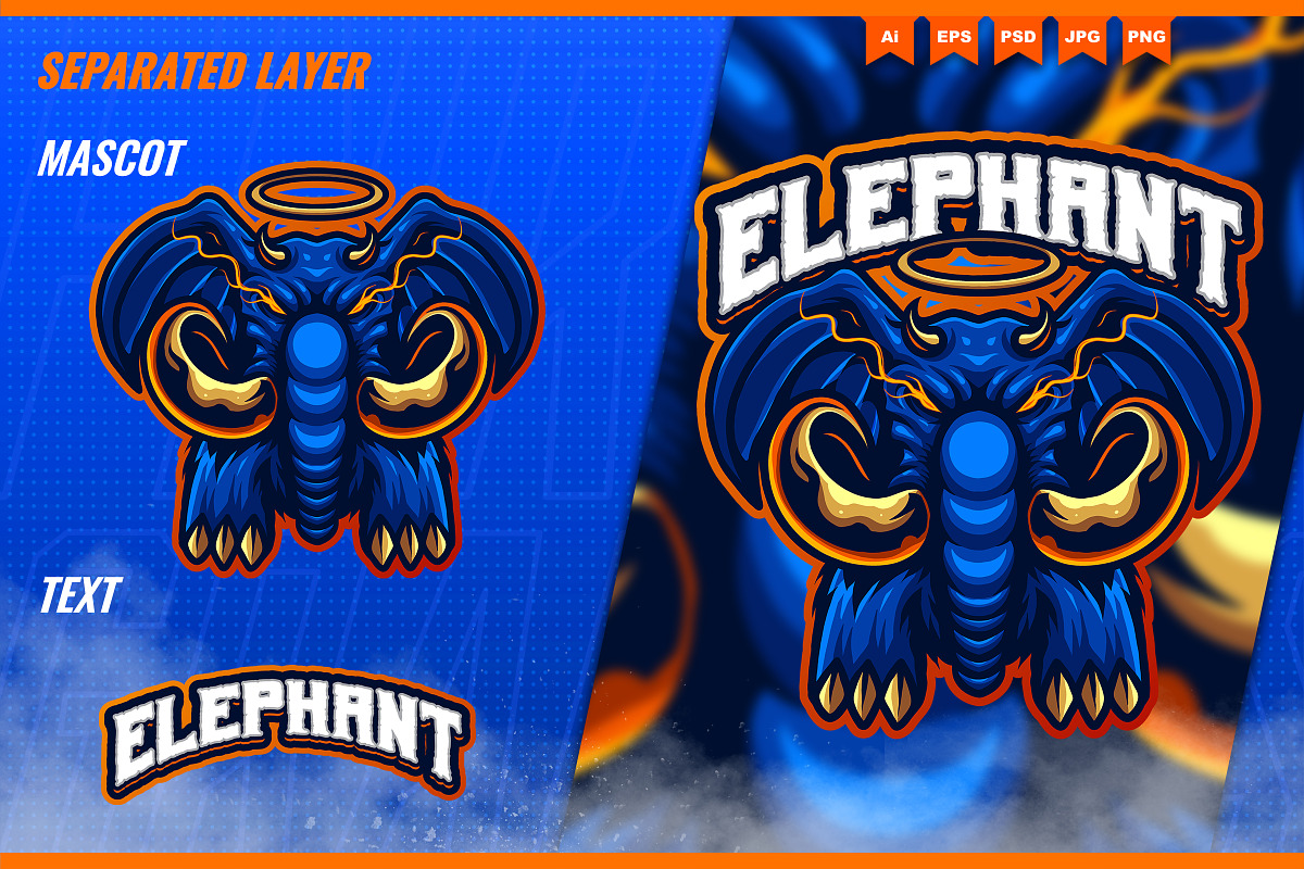 Blue Elephant - Mascot Esport Logo, a Branding & Logo Template by FNR Graphics (Photo 3 of 5)