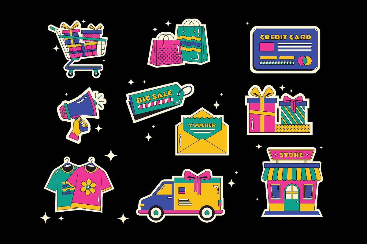 Shopping Illustration Set, an Object Graphic by graphicook | Creative ...
