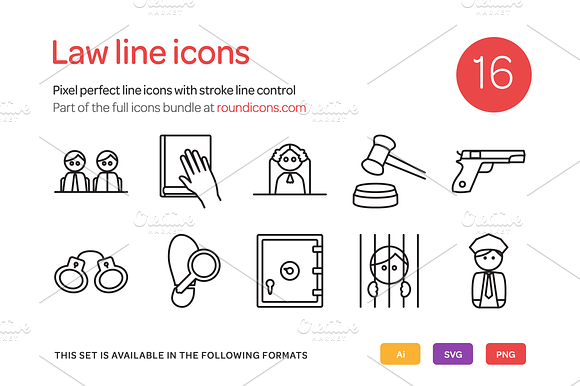 Law Line Icons Set preview 4