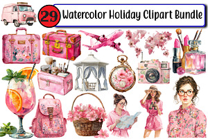 Watercolor Holiday Clipart Bundle, an Illustration by Design Market