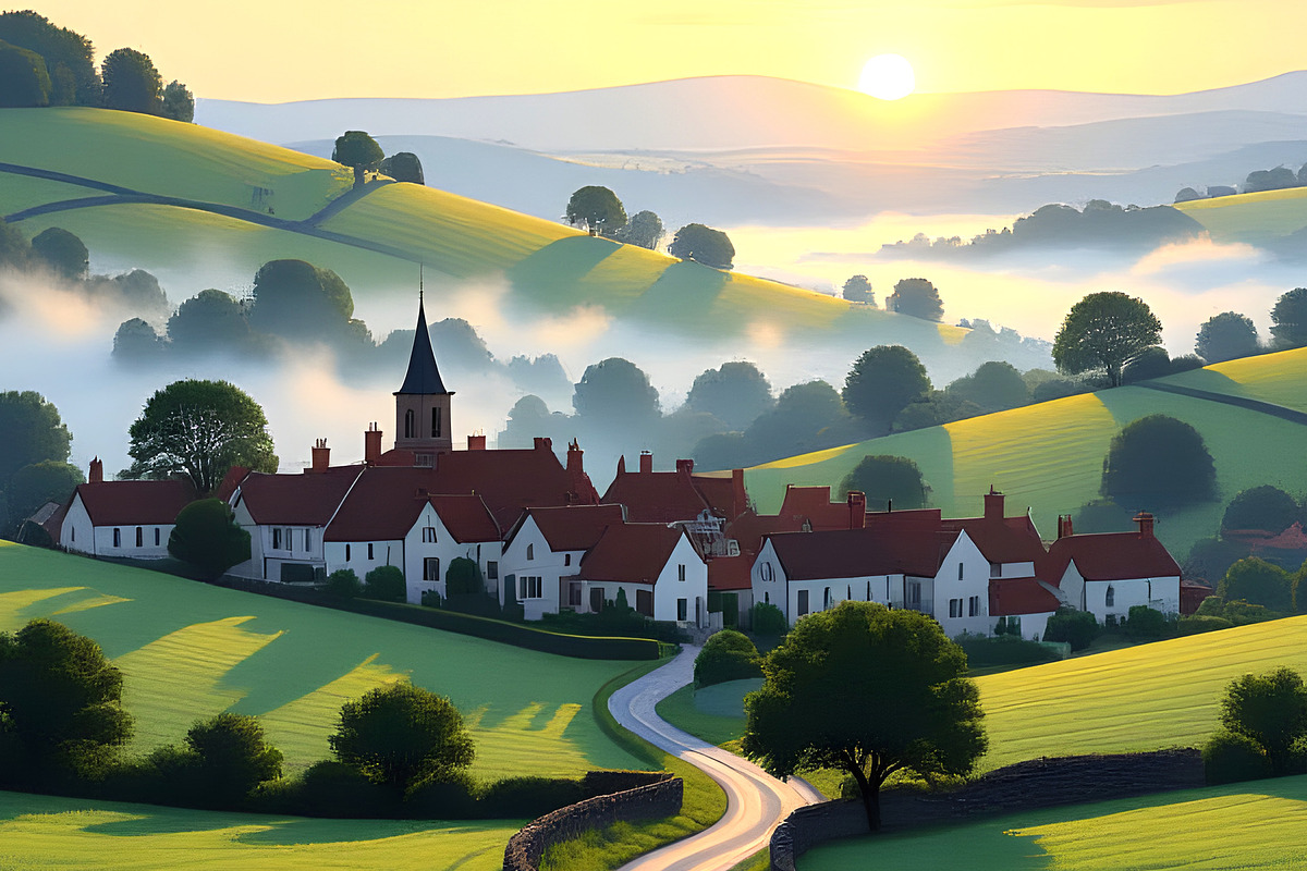 Peaceful Valley Village, a Decorative Illustration by Sharon Schwalbe (Photo 2 of 2)