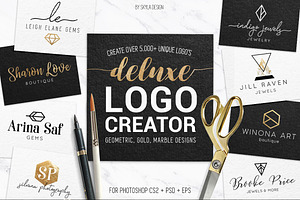 Deluxe Geometric Gold Logo Creator