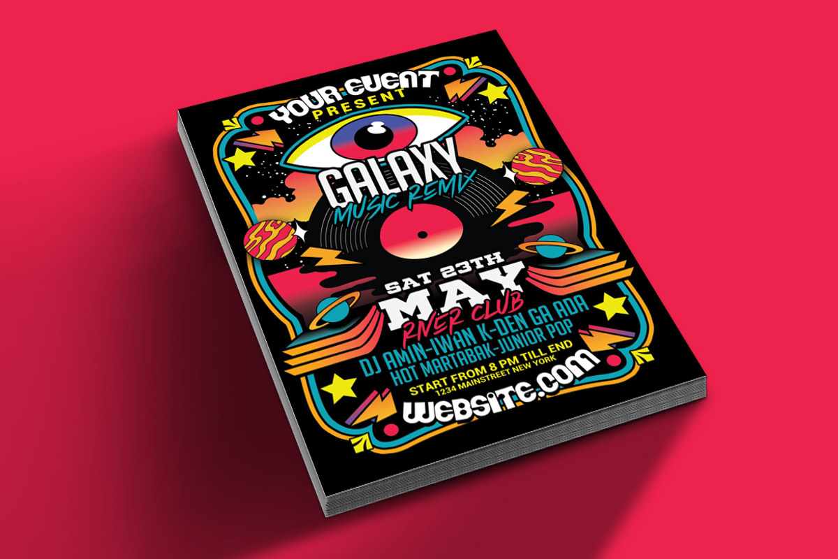 Retro Disco Galaxy Electro Party Fla, a Flyer Template by Muhamad Iqbal hidayat (Photo 2 of 4)