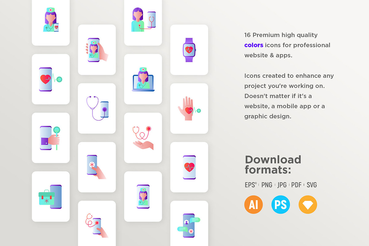 Telemedicine | 32 Icons Set, an Outline Icon by Marina Silence (Photo 11 of 17)