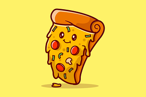 Cute Pizza Food Smiling Cartoon, a Food Illustration by Catalyst Labs