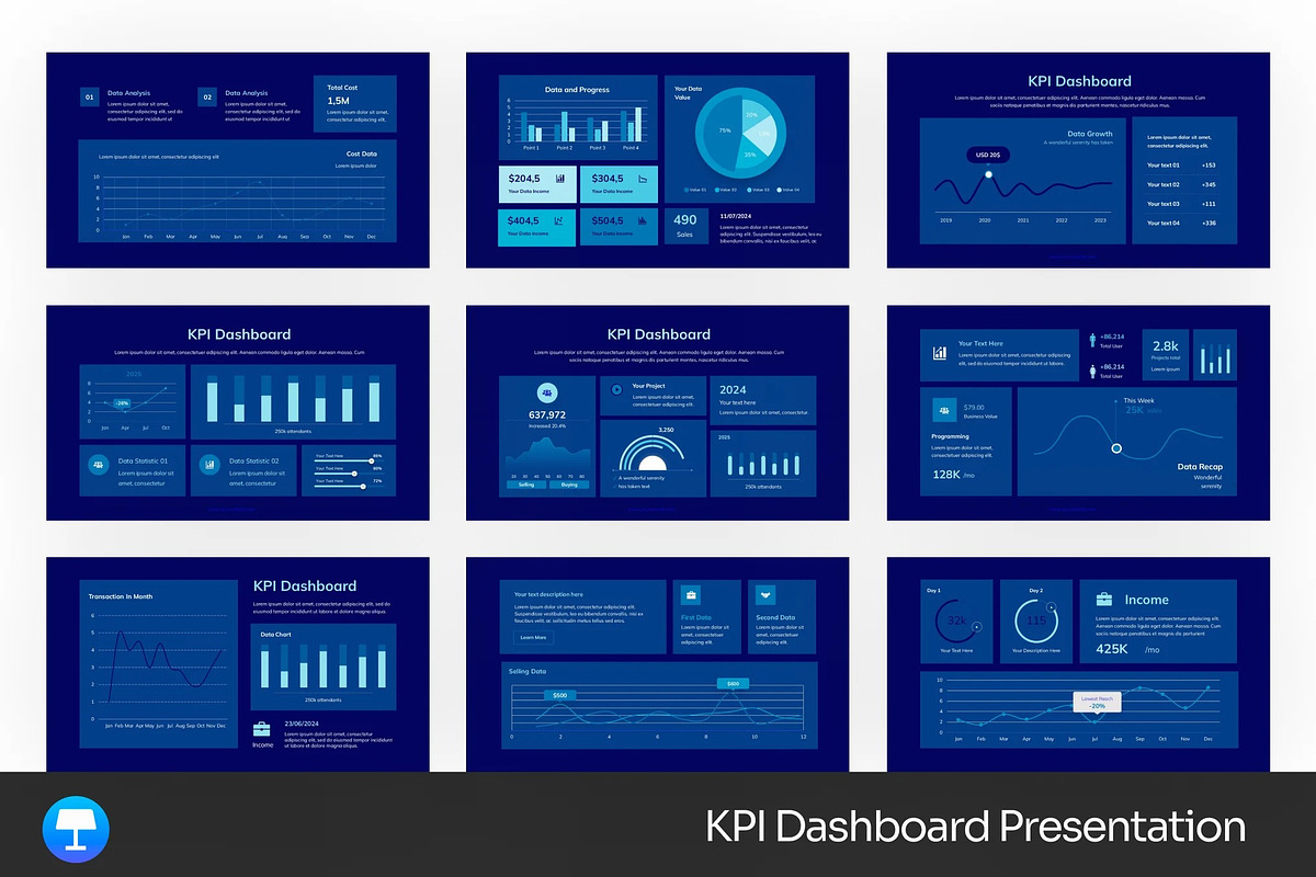 KPI Dashboard Keynote Templates, a Presentation Template by Fit-tee (Photo 1 of 4)