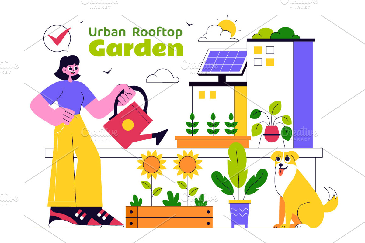 10 Urban Farming Rooftop Garden, a Person Illustration by denayunebgt (Photo 4 of 4)