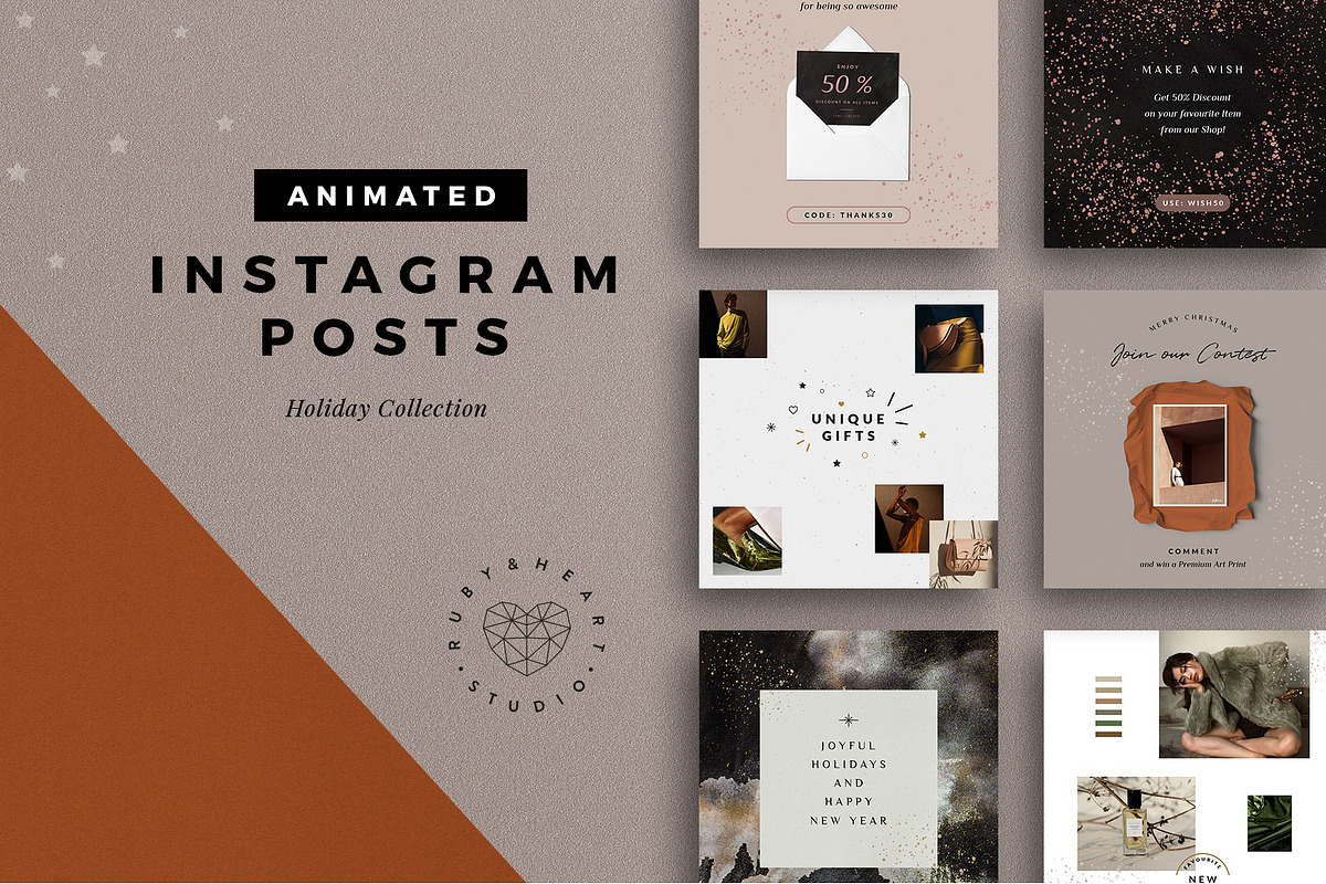 BUNDLE Animated Instagram Posts, a Social Media Template by Ruby&Heart Studio (Photo 4 of 18)