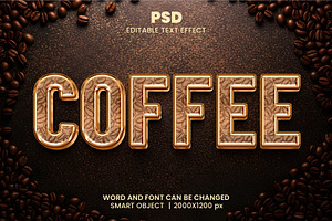 Coffee 3D Text Effect PSD Template
