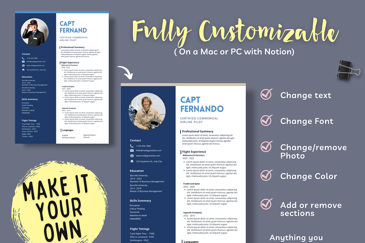 Airline Pilot Resume Template Canva preview 5
