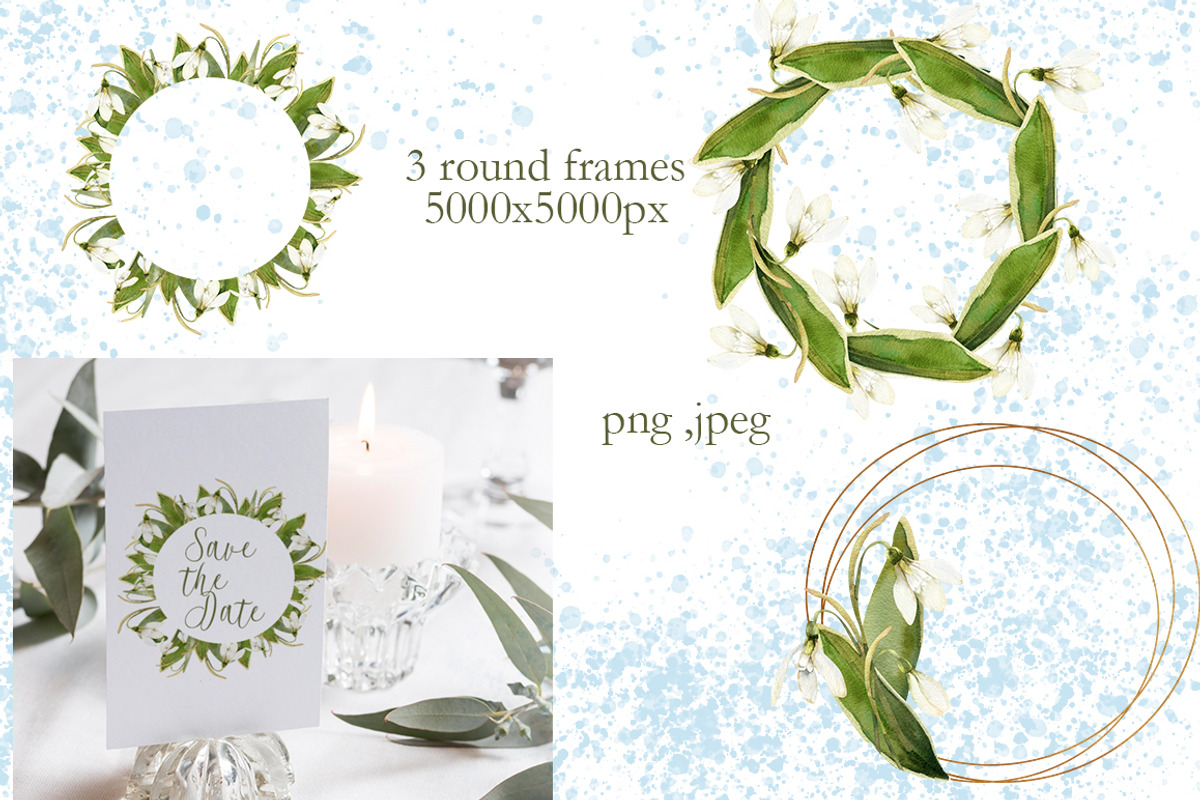 Snowdrops flowers watercolor clipart, a Decorative Illustration by Pegion art shop (Photo 4 of 11)