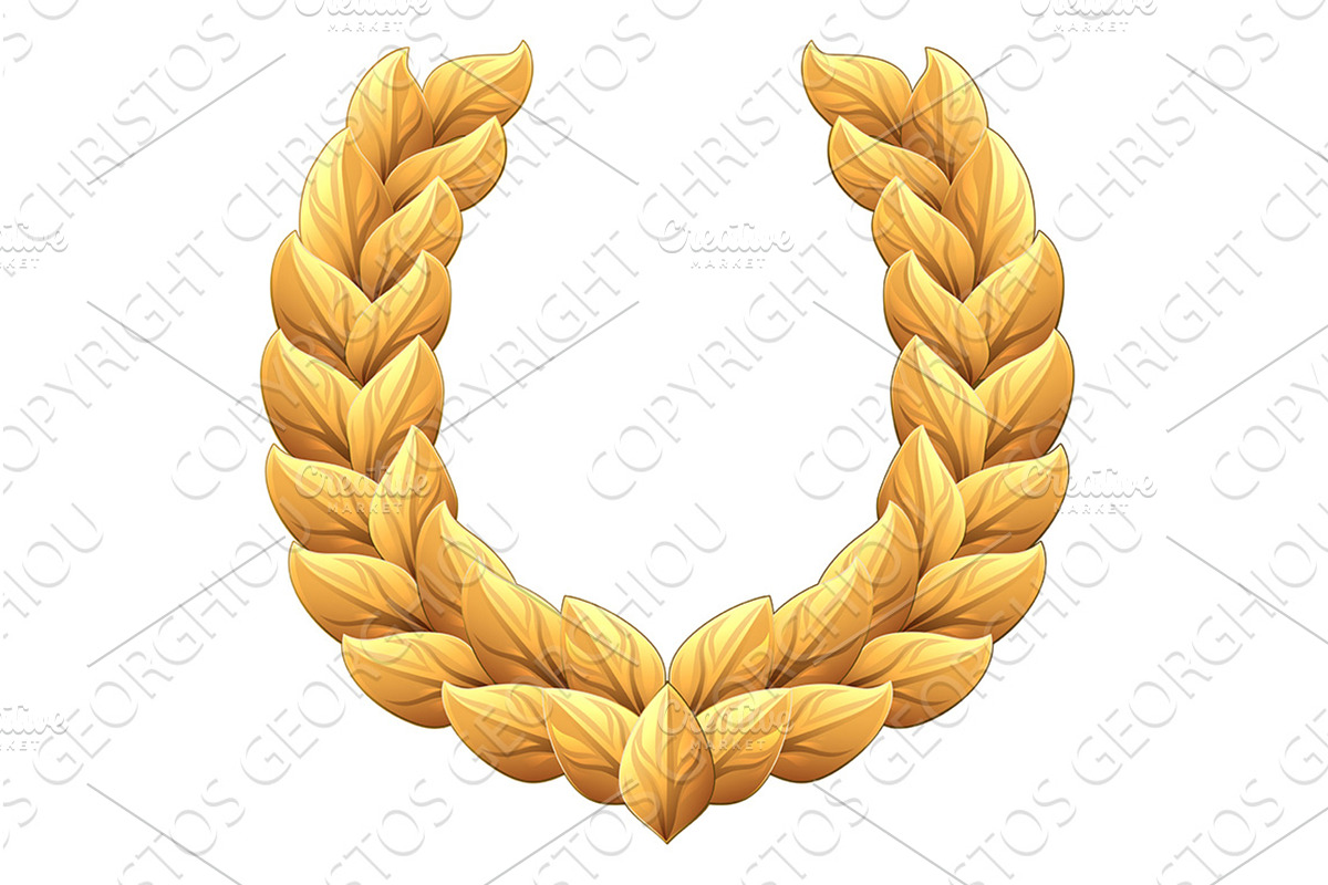 Laurel Wreath Gold Branch Emblem, an Object Illustration by Christos Georghiou