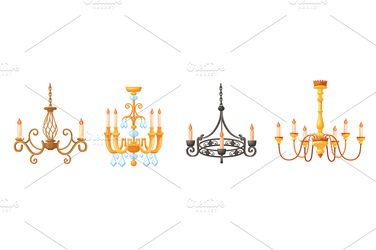 Cartoon vintage chandeliers. Classic, an Object Illustration by Stock-Smart-Start