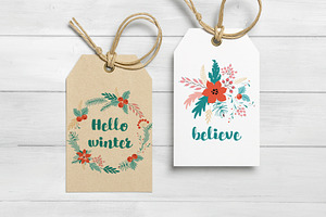 Christmas Floral Pattern & Elements