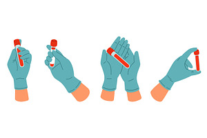 Hands of lab worker wearing medical, a Healthcare Illustration by Vectorbuum