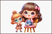 Quirky Girl with Chair Clipart Bundl, an Illustration by Sublimation Artist (Thumbnail 3 of 6)