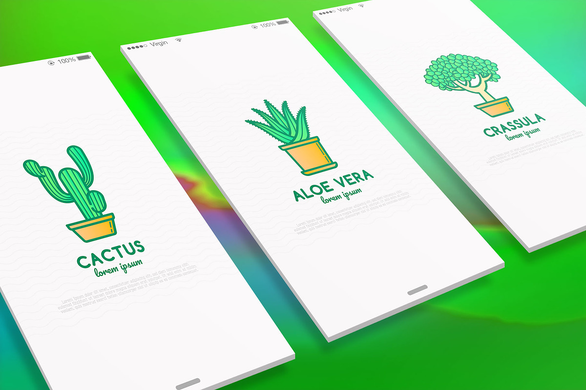 Succulents | 16 Thin Line Icons, an Outline Icon by Alex Blogoodf (Photo 2 of 9)