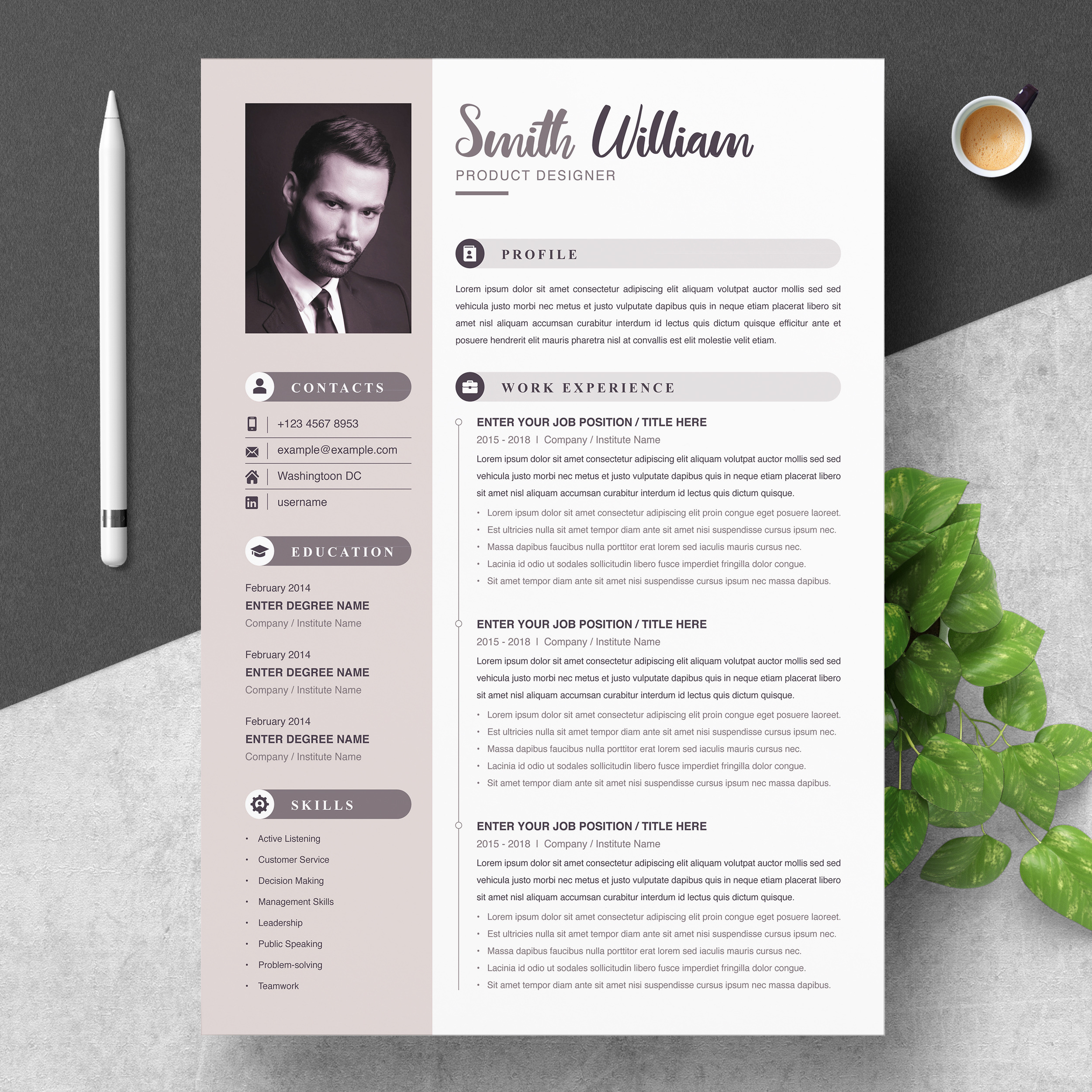 Modern Resume Template | CV Template, a Resume Template by ResumeInventor