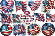 American Flag Watercolor Clipart Bun, an Illustration by DreamCafeArt (Thumbnail 1 of 3)