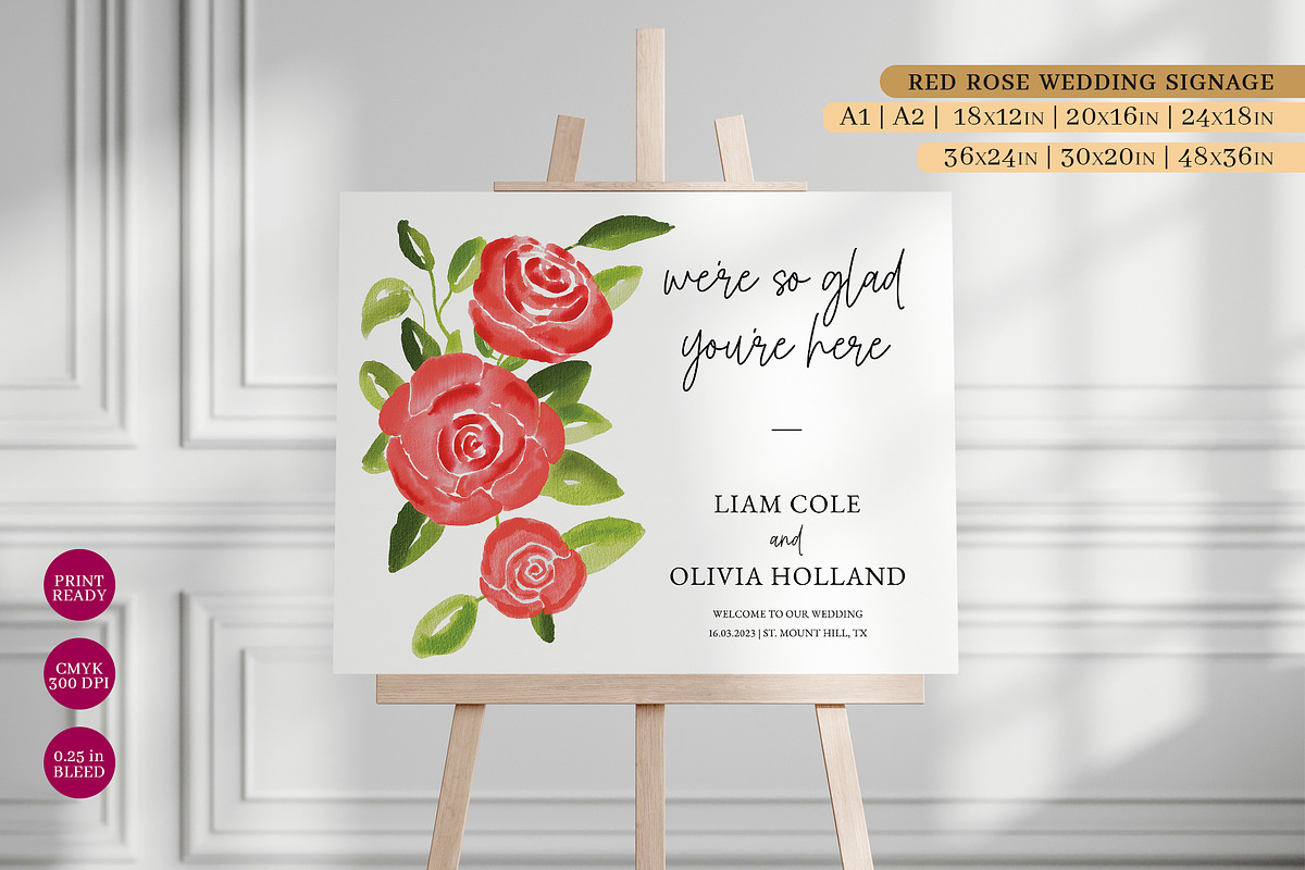 Red Rose Floral Welcome Sign, a Stationery Template by Beyond Muse (Photo 1 of 3)